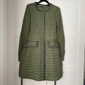 Ermanno Scervino Khaki Green Quilted Light Coat Jacket with Pockets